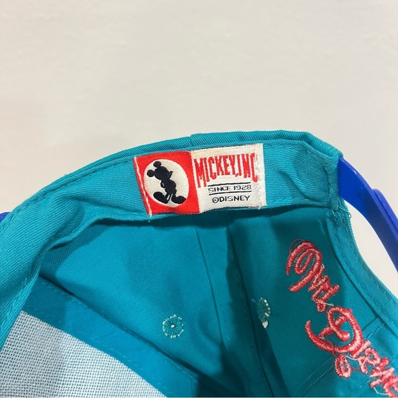 Vintage 90s Walt Disney World 25th Anniversary Mickey Snap Back Hat Teal Blue - Picture 5 of 5